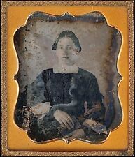 Pretty Young Lady Tiara Book Gold Tinted Jewelry 1/6 Plate Daguerreotype T480 picture