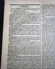 Best ANDREW JACKSON State of the Union Address 1833 Washington D.C. Newspaper    picture