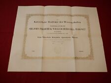 1852 Austrian Academy Sciences - Certificate John Herschel astronomer & polymath picture