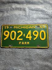 1959 Michigan Farm License Plate 902-490 picture