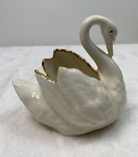 Vintage 1972 Ceramic Swan 4.5” Signed & Dated Holland Mold Gold Trim picture