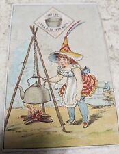  VTG TRADE CARD GRANITE IRONWARE WITCH WITH KETTLE HALLOWEEN GRAND RAPIDS, MICH picture