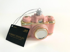 Robert Stanley Pink Photographer Camera Glass Christmas Holiday Ornament NWT picture