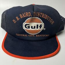 True Vintage GULF hat Central City KY Gas Oil D.B. BAIRD Distributor ￼trucker picture