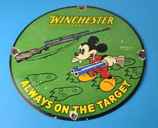 Vintage Winchester Sign - Disney Mickey Mouse Shot Gun Rifle Ammo Gas Pump Sign picture