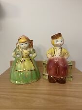 Vintage Dutch Pottery Sweetheart Planters With Gold Accents picture