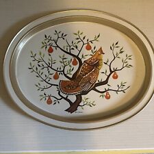 Vintage 12 Days of Christmas Partridge in a Pear Tree Oval Tray Bill Anderson picture