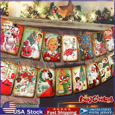Vintage Style Christmas Banner Traditional USA Holiday Decorations Xmas Gift picture