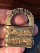 Antique 2” Miller CLIMAX QUILTED Brass Padlock No Key picture