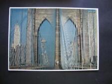 Railfans2 674) 1986 Postcard, New York City Buildings, Brooklyn Bridge Close Up picture