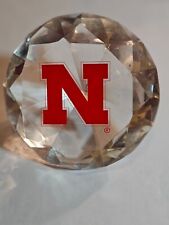 NEBRASKA CORNHUSKERS - Vintage Heavy Diamond-Shaped Clear Glass Paperweight picture