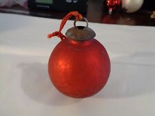 Antique Vintage Red Metal Christmas BALL Ornament Made in India picture