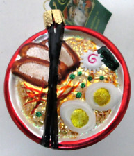OWC Old World Christmas Ramen bowl Asian blown glass Ornament holidays NEW NWT picture