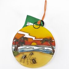Fused Art Glass Hatching Baby Sea Turtles Ocean Ornament Handmade in Ecuador picture