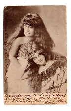 NEW ZEALAND ~ 2 MAORI WOMEN IN TRADITIONAL DRESS, POSED IMAGE ~ used 1905 picture
