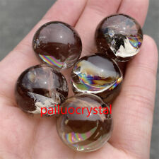 5pcs Natural Smoky Quartz sphere Rainbow Crystal Ball Reiki Healing Gem 18mm+ picture