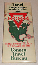 Vintage 1930's Old Logo CONOCO Road Map - NC SC NORTH SOUTH CAROLINA Travel picture