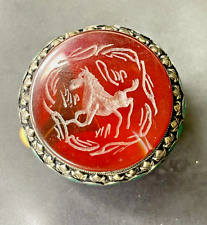 HUGE, RARE, ANTIQUE MIDDLE EASTERN OR PERSIAN RING / CARVED PEGASUS IN AGATE picture