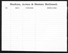 Nashua, Acton & Boston Railroad c1880's Unused Freight Forwarded Way-Bill Scarce picture