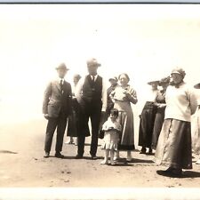 c1910s Ocean Beach Older Men & Women Real Photo Victorian Fashion Gentlemen A161 picture