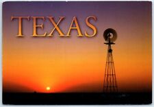Postcard - A windmill is silhouetted against the sunset - Texas picture