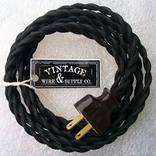 Black Cordset - 8ft -Cloth Covered Twisted Wire Vintage Rewire Kit - Antique Fan picture