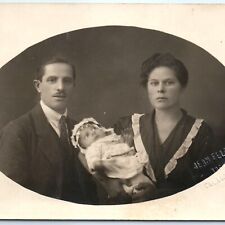 c1910s Bucharest, Romania Family RPPC Cute Woman Baby Man Photo J. Feldmann A124 picture