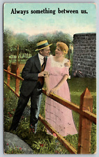 Always Something Between Us Valentine Romance Love Vintage Postcard picture