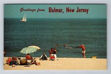 Belmar NJ-New Jersey, Greetings, Beach Scene, Antique Vintage Souvenir Postcard picture