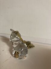 Gorham Crystal Cat With Gold Mouse Ornament picture