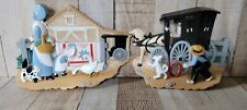 Vintage Set 2 Burwood Products Wall Hangings Amish Country 3340-1 2 Boy Girl Dog picture