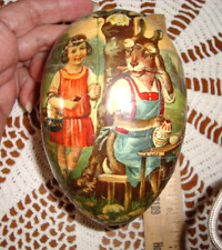 5” ANTIQUE C. 1900 Easter paper papier mache German egg candy container RARE picture