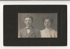 Cabinet Card Photo Couple Wearing Pocket Watch and Bow Tie c1880s 6.5X4.25 picture