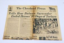 Vintage Apr 11 1942 WWII Cleveland Press Newspaper Bataan Surrender picture