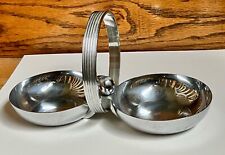 Chase Twin Bowl Nut/Candy Dish USA Chrome on Brass w/Art Deco Whale 8.5 L 4 W picture