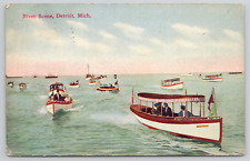 Detroit Michigan River Scene Boats Posted 1910 Divided Back Postcard picture