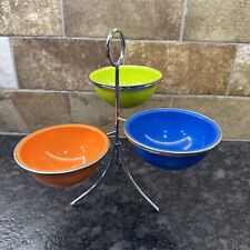 Vintage  MCM snack caddy bowls with carrier picture