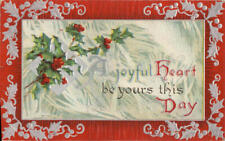 XMAS 1910 A Joyful Heart be your this Day Antique Postcard 1c stamp Vintage picture