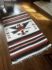 Vintage Cotton Eagle Snake Mexican Blanket /Black/Brown /Orange picture