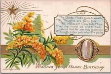 Vintage 1909 SEPTEMBER BIRTHDAY Embossed Postcard OPAL Stone / GOLDENROD Flower picture