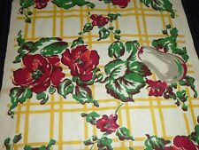 2 Pcs Vtg Linen Toweling Fabric Pears Flowers Red Yellow 16.75