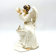 Angel Sitting on Sun Dial with Dove Figurine Opalescent by Mark O'Well picture