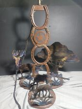 Rare St. Croix Forge Metal Sculpture Table Lamp Buck, Deer, Hunting, Horseshoes, picture