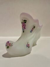 Fenton  Frosted Milk Glass Victorian Slipper, Hand Painted, signed picture