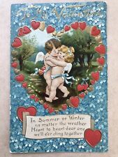To My Valentine-Two Cupids Hugging In Garden-Poem Germany Post Card No Stamp picture