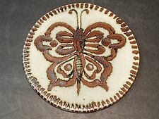KEN EDWARDS Tonala Mexico Mexican Pottery TRIVET Butterfly 6 1/2” Hot Plate KE picture