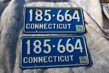Pair Connecticut 1970 70 License Plate Pair 185 664 CT Conn picture