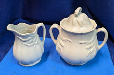Royal Crownford Ironstone White Wheat Sugar bowl & Creamer Weatherby Hanley picture