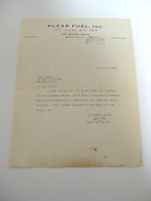 1945 Vintage Nadel Letter Klear Fuel Inc Brooklyn  Coal Coke Oil Henry I. Lavine picture