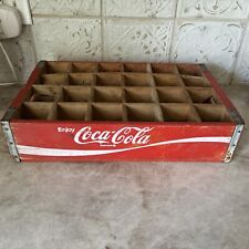 Vintage Coca Cola Glass Bottle Crate Wood Wooden 24 Red Divided picture